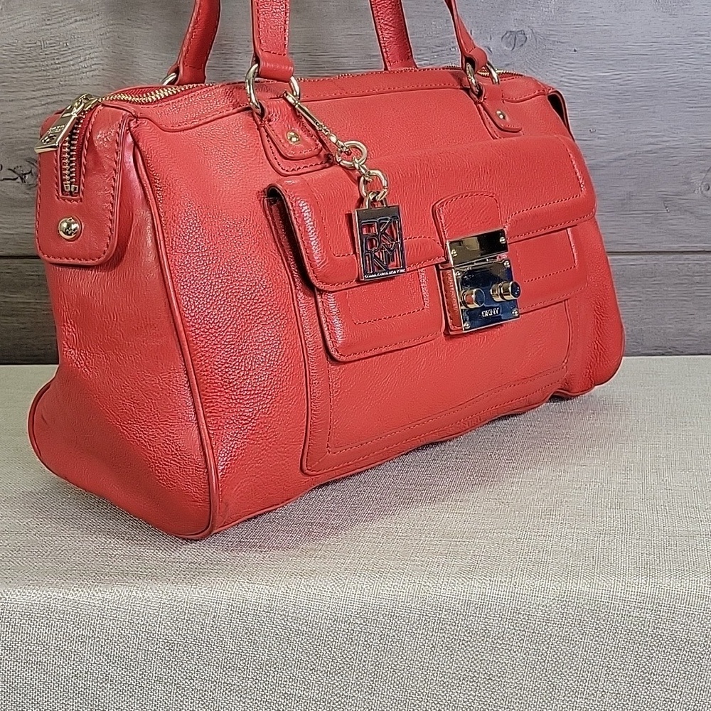 DKNY Red/Orange Leather Handbag - Picture 3 of 16